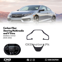 Honda Civic X Carbon Fiber Steering Multimedia and V Trims | 2016-21