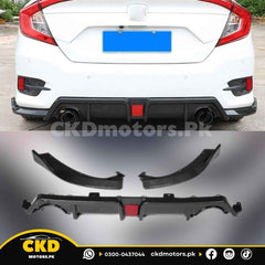 Honda Civic X 2016-2021 Carbon Fiber Back Diffuser 3 pcs