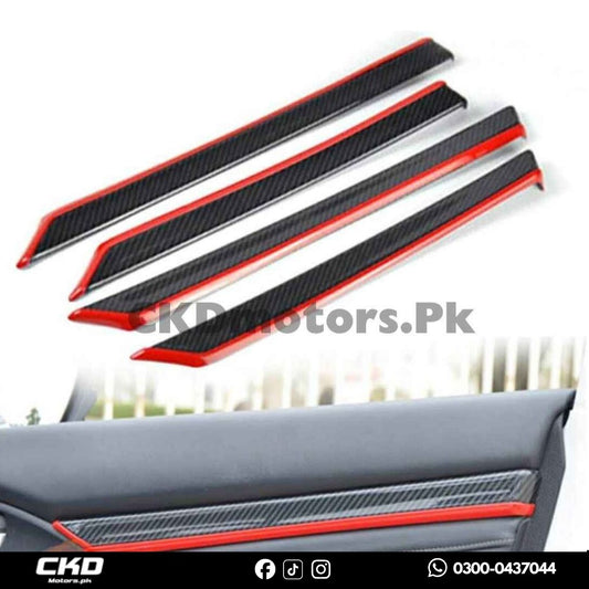 Honda Civic X Door Red And Carbon Fiber Trims | 2016-21