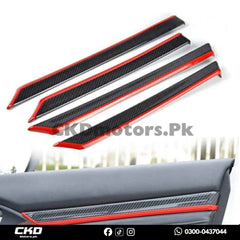 Honda Civic X Door Red And Carbon Fiber Trims | 2016-21