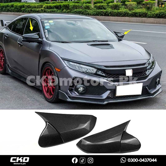 Honda Civic X 2016-2021 Carbon Fiber Batman Style Door Mirror Covers