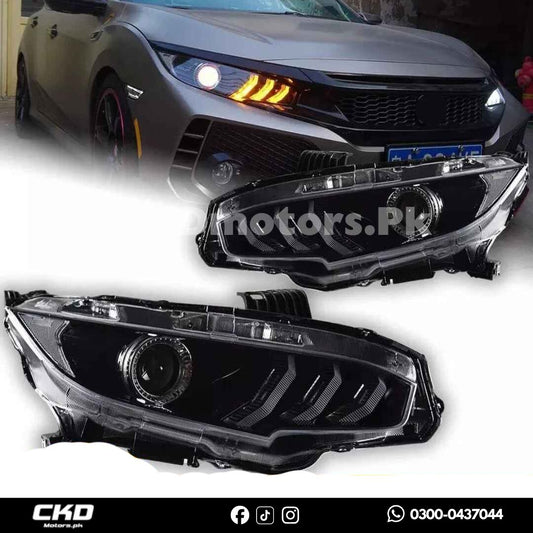 Honda Civic X Mustang Style Head Lights | 2016-2021