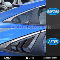 Honda Civic 2022-24 Carbon Fiber Quarter Louver Glass Trims