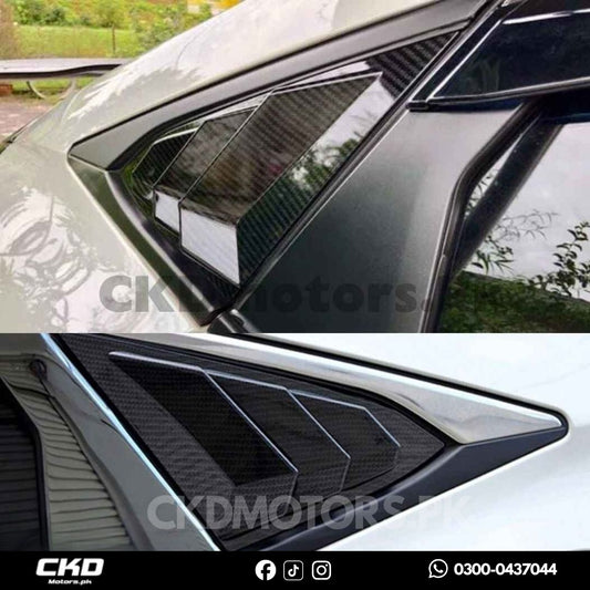 Honda Civic X 2016-21 Carbon Fiber Rear Quarter Louver Glass Trims