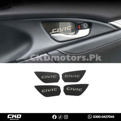 Honda Civic X Inner Door Handle Bowl Carbon Fiber Trims | 2016-21