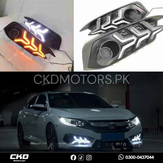 Honda Civic x Fog Lamp DRL Cover V3 Mustang Style