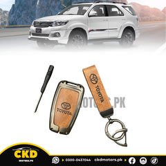 Metal & Genuine Leather Key Cover for Toyota Fortuner 2012-2015