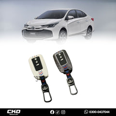 Carbon Fiber Style Plastic Key Cover for Toyota Yaris 2020-2025