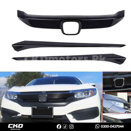 Honda Civic X 2016-2021 Carbon Fiber Grill Trim
