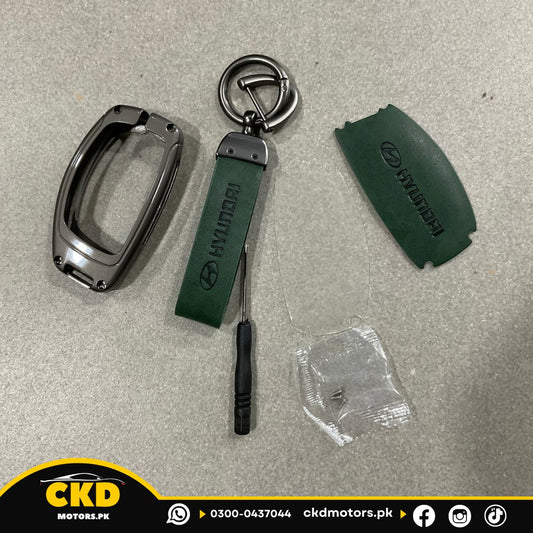 Metal & Genuine Leather Key Cover for Hyundai Elantra 2024-2025