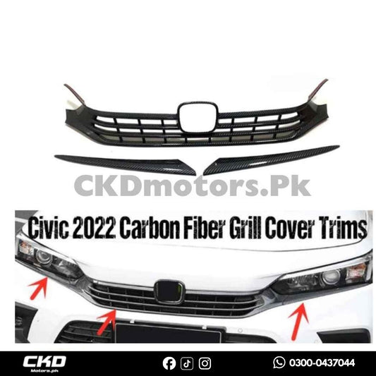 Honda Civic Xi 2022-2024 Carbon Fiber Front Grill Trims