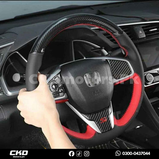 Honda Civic X 2016-21 Type R Carbon Fiber Leather Steering Cover