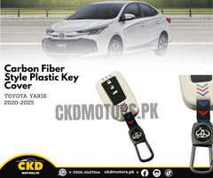 Carbon Fiber Style Plastic Key Cover for Toyota Yaris 2020-2024