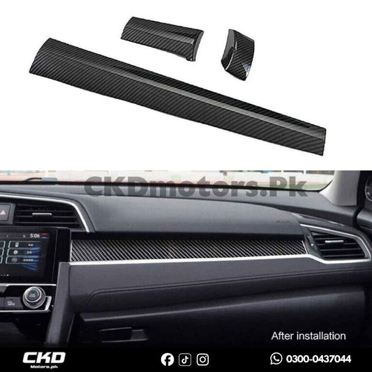 Honda Civic X Dashboard Carbon Fiber Trim 3 Pcs | 2016-21