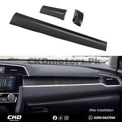Honda Civic X Dashboard Carbon Fiber Trim 3 Pcs | 2016-21