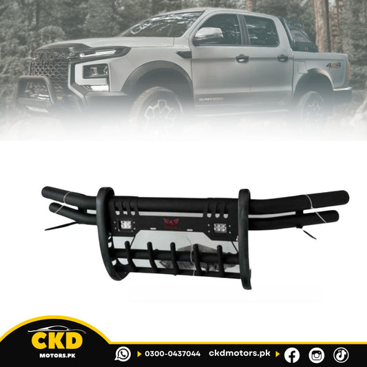 JAC T9 Hunter Front Bumper Safe Guard ( Double Pipe with Fog Lamps) - 2024–2026