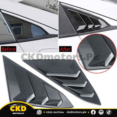 Honda Civic X 2016-21 Carbon Fiber Rear Quarter Louver Glass Trims