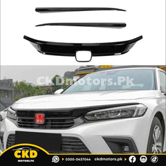 Honda Civic 11 Gen Glossy Black Front Grill Trims | 2022-24