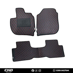 7D Floor Mats  for Honda City 2009-2020 (RED TEXTURE)