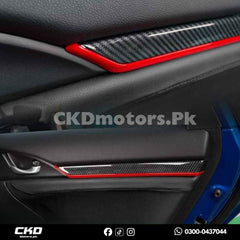 Honda Civic X Door Red And Carbon Fiber Trims | 2016-21