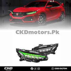 Honda Civic X Audi Style RGB Front Head Lights | 2016-21