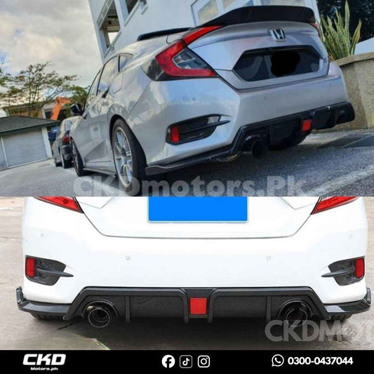 Honda Civic X 2016-2021 Carbon Fiber Back Diffuser 3 pcs