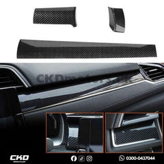 Honda Civic X Dashboard Carbon Fiber Trim 3 Pcs | 2016-21