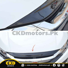 Honda Civic X 2016-21 Carbon Fiber Bonnet/Hood Front Small Trim