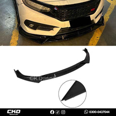 Honda Civic X 2016-2021 Spikes Style Glossy Black Front Splitter/Canard
