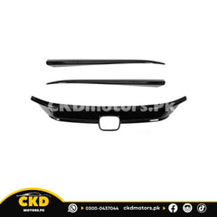 Honda Civic 11 Gen Glossy Black Front Grill Trims | 2022-24