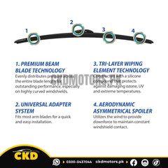 Flat Silicone Wiper Blades For Toyota Land Cruiser 2009-2025