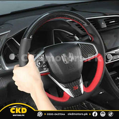 Honda Civic X 2016-21 Type R Carbon Fiber Leather Steering Cover