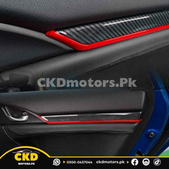 Honda Civic X Door Red And Carbon Fiber Trims | 2016-21