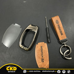 Metal & Genuine Leather Key Cover for Hyundai Elantra 2024-2025
