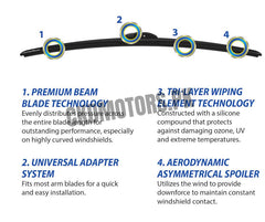 Flat Silicone Wiper Blades for Toyota Yaris 2020-2025