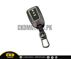 Carbon Fiber Style Plastic Key Cover for Toyota Yaris 2020-2024