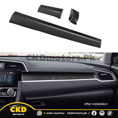 Honda Civic X Dashboard Carbon Fiber Trim 3 Pcs | 2016-21