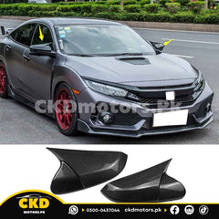 Honda Civic X 2016-2021 Carbon Fiber Batman Style Door Mirror Covers