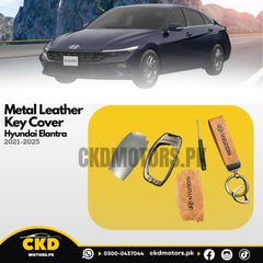 Metal & Genuine Leather Key Cover for Hyundai Elantra 2024-2025