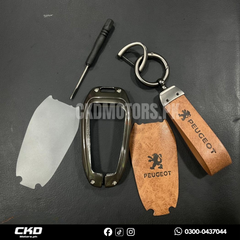 Metal & Genuine Leather Key Cover For Peugeot 2008